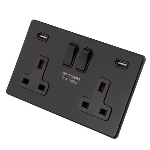英標英規愛爾蘭插座 2 gang 13a socket   2 usb 3.1a screwless